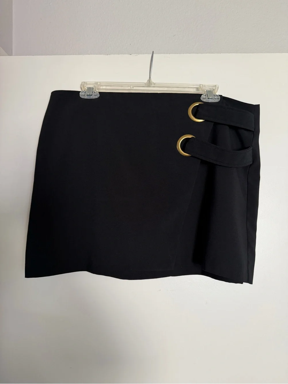 K/Lab Black Mini Skirt with Gold Ring Accents